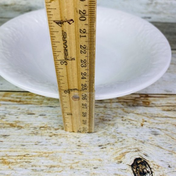 Gibson FOUR SEASONS All White Embossed Fruit Floral Rim Coupe Soup Bowl Set of 4 - Picture 11 of 16